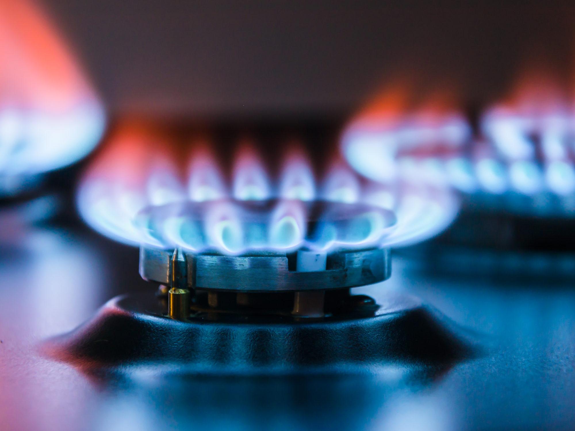Burning petrol burner with Blue fire with a red flame.