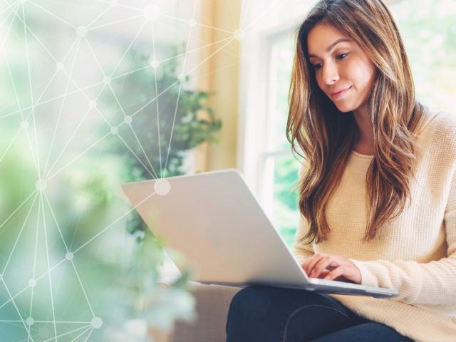 Woman working on her laptop