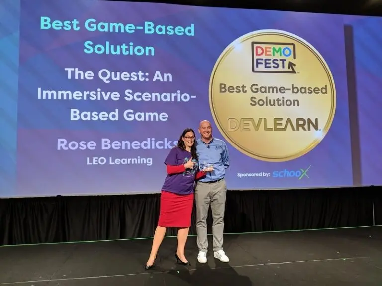 Rose Benedicks receiving Best game-based Solution award