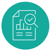 Paper chart check icon in mint coloured circle