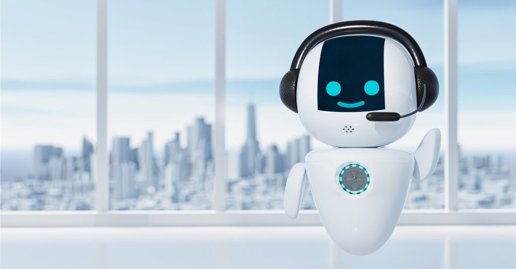 A friendly robot helper waves to you and represents chatbots in learning. Your learning assistant.